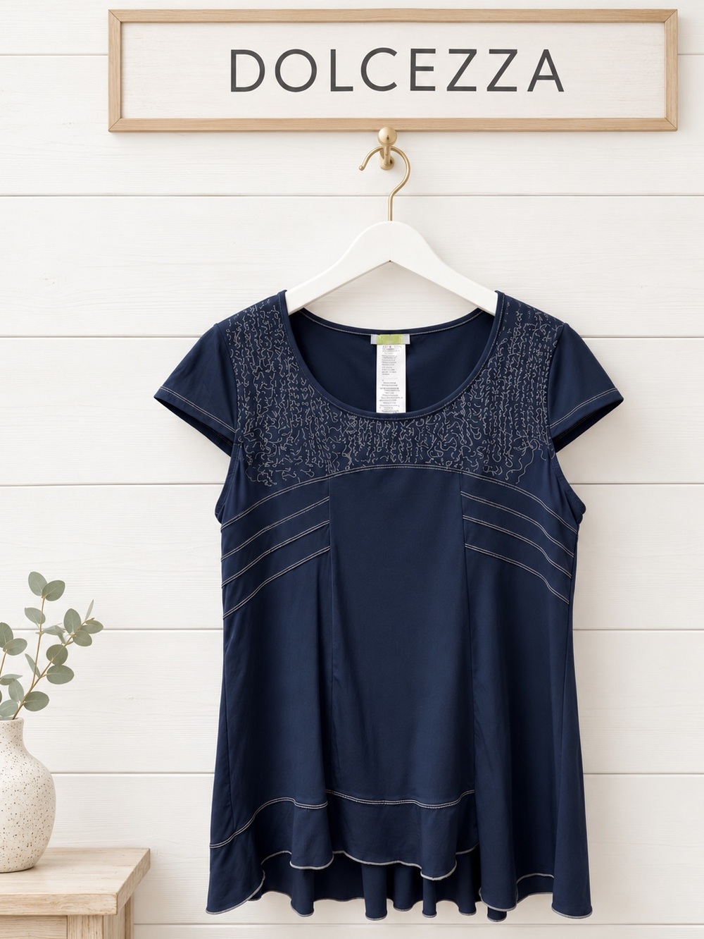 DOLCEZZA NAVY PEPLUM TOP SIZE L